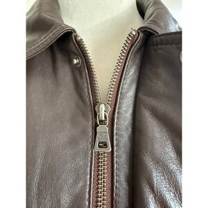 Jos A Bank Men's XXL Brown Leather Car Coat Jacket Wool Blend Zip Off Liner Vest